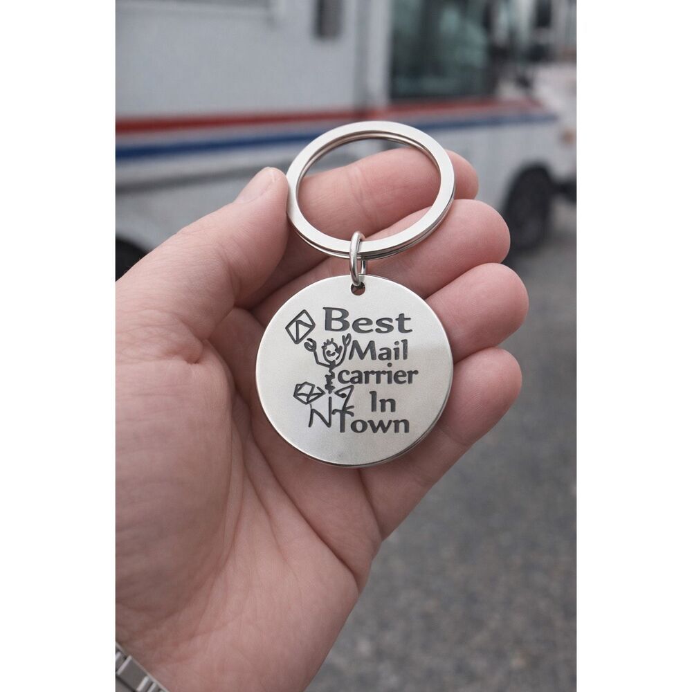 Best Mail Carrier In Town Keychain Gift Postal Worker Appreciation